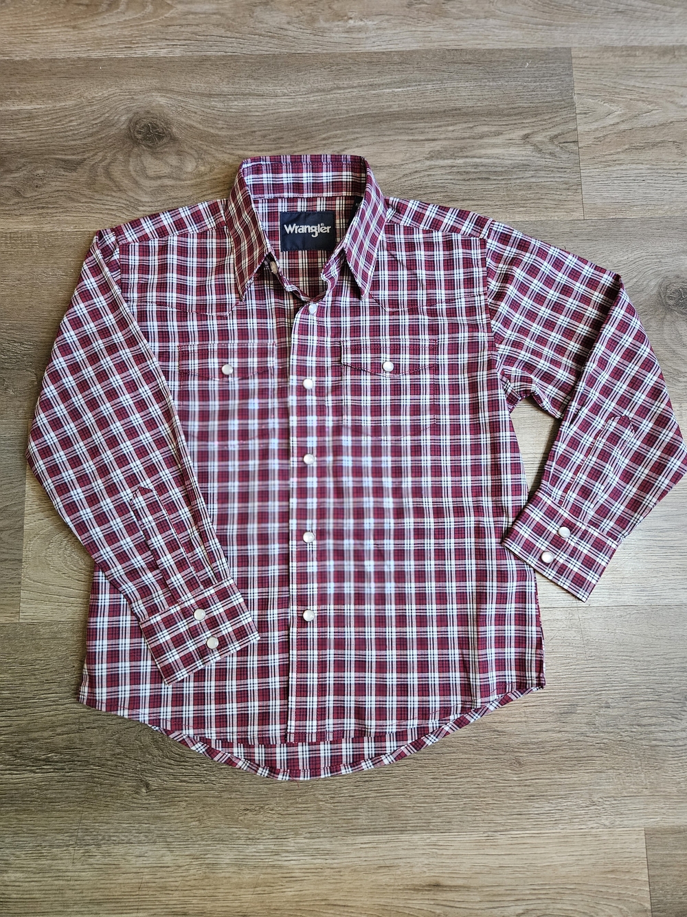 Wrangler Boys Plaid Pearl Button-Down Shirt Size Small
